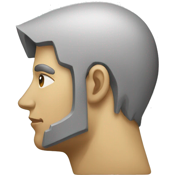 a janus face in profile with one side being human looking left and the other side being an angular android looking right emoji