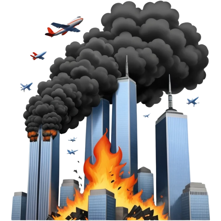 Plane flying into twin towers emoji