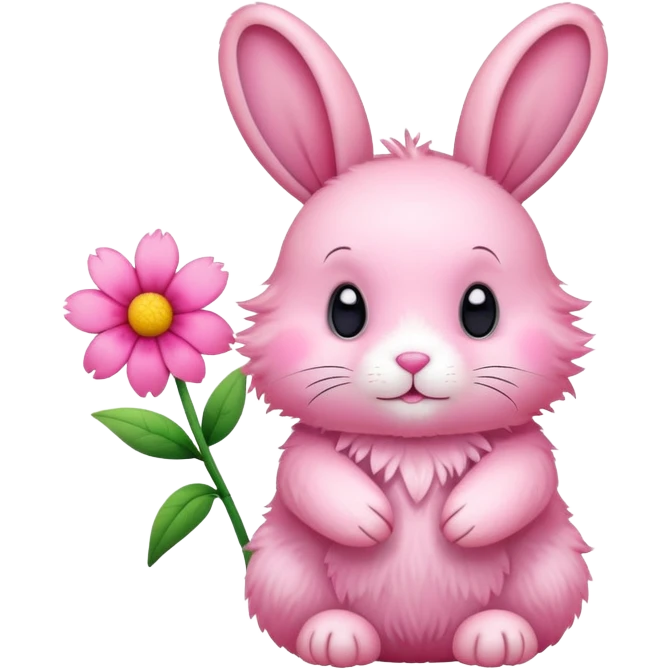 pink rabbit and flower  emoji