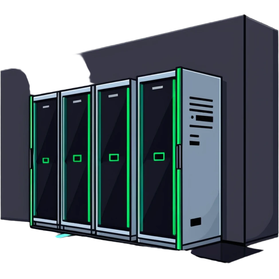 Underground data center with glowing floor panels emoji