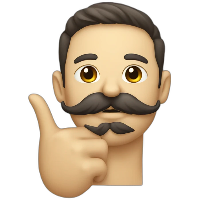 Mustache hold with hand emoji