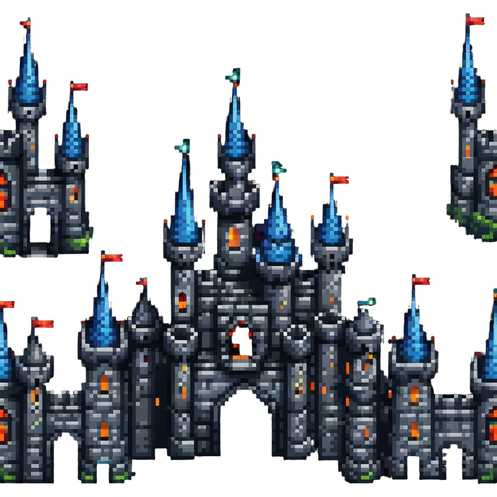fantasy castle with towers and glowing windows emoji