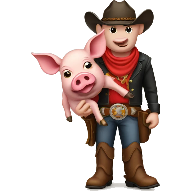 Cowboy pig holding a rudbull emoji