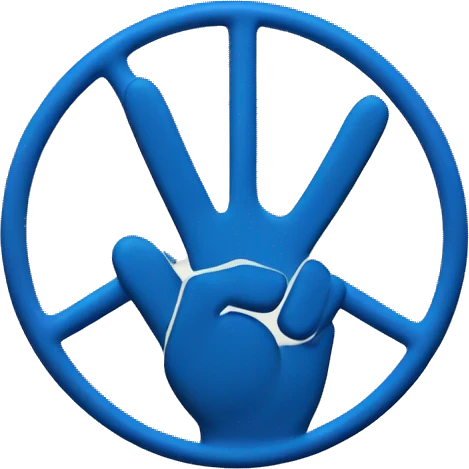 Blue peace sign emoji