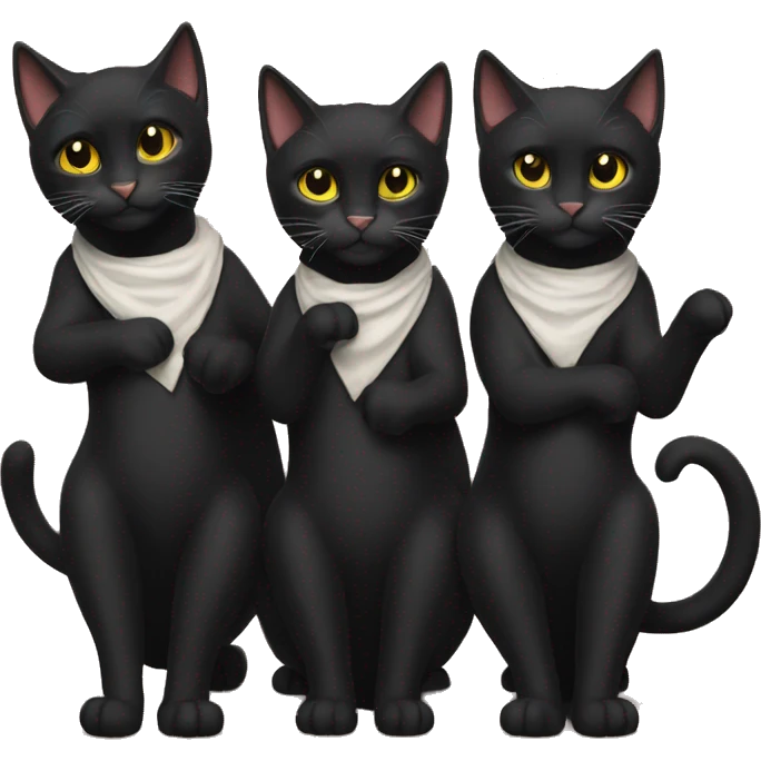 Three black cats as rockstars emoji