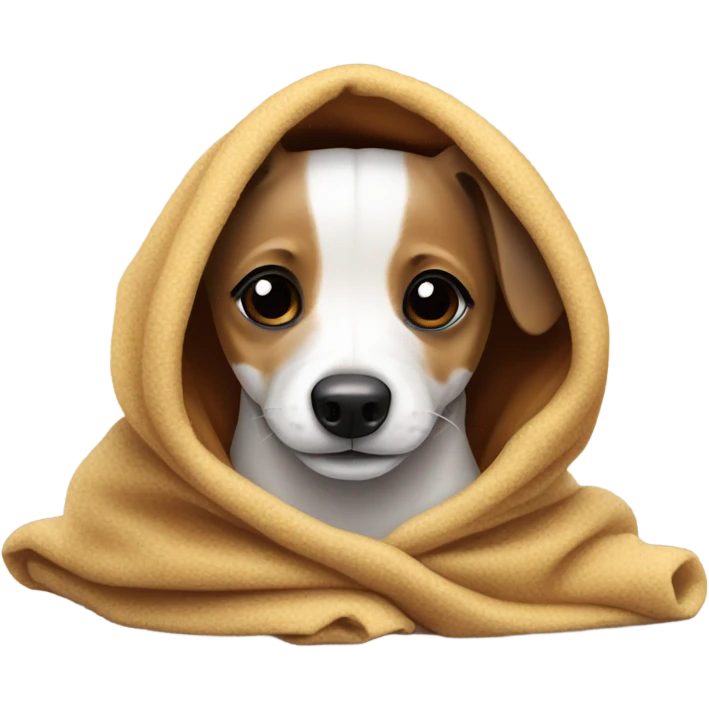 Little jack Russell dog under a blanket emoji