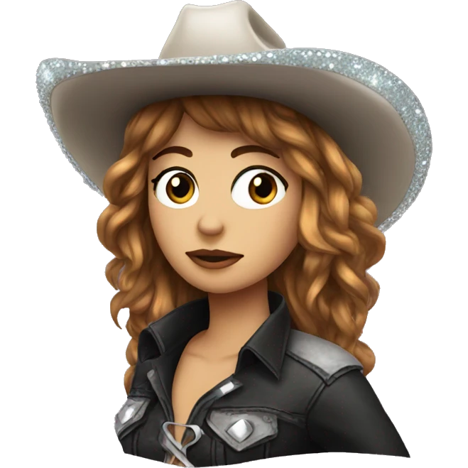 emo cowgirl with sparkly cowboy hat emoji