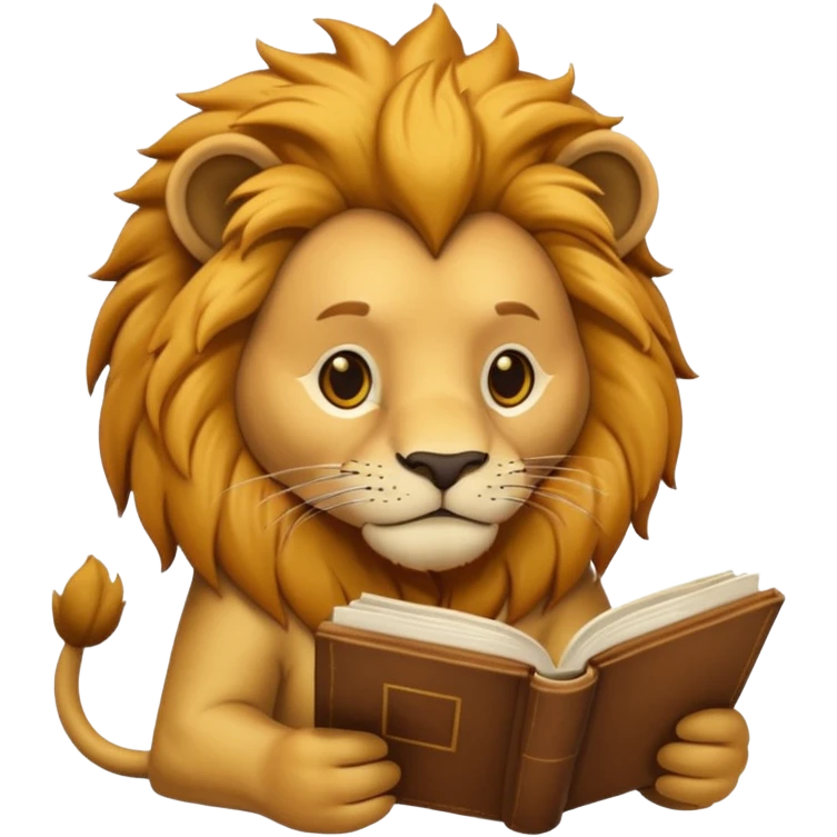 lion reading book emoji