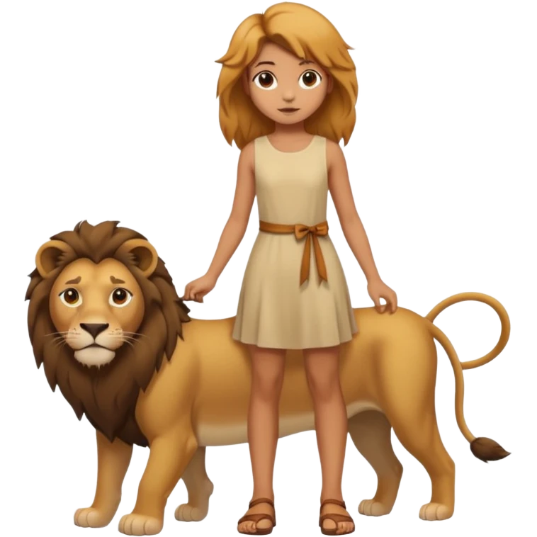 in lion family, only Kid Girl., full body, single tail emoji
