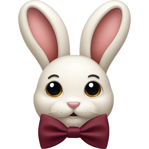 Crème bunny. Burgundy bow tie emoji