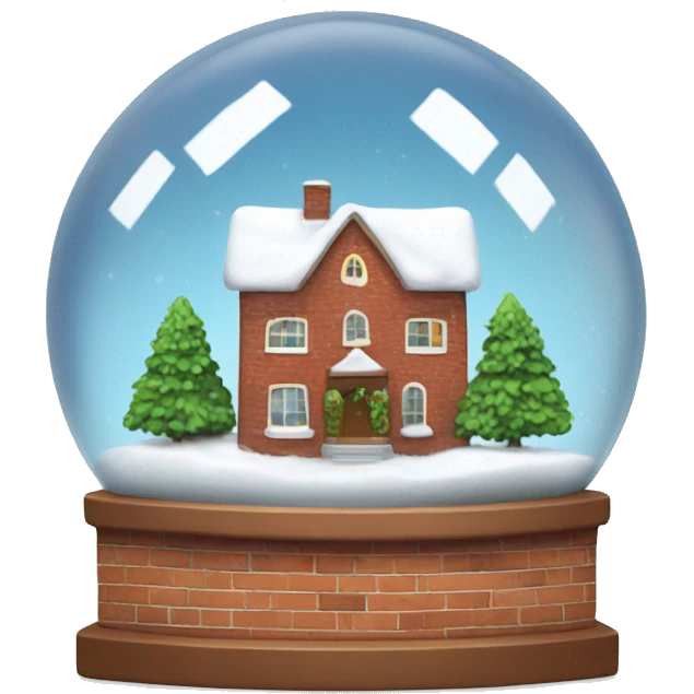 Snow globe with brick house in middle emoji