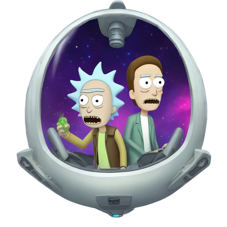 Rick and Morty in their space ship emoji