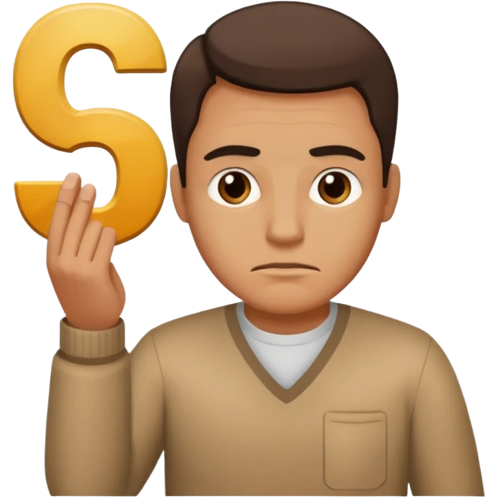 man frowning holding up numbers 6 in left hand and 7 in right hand emoji