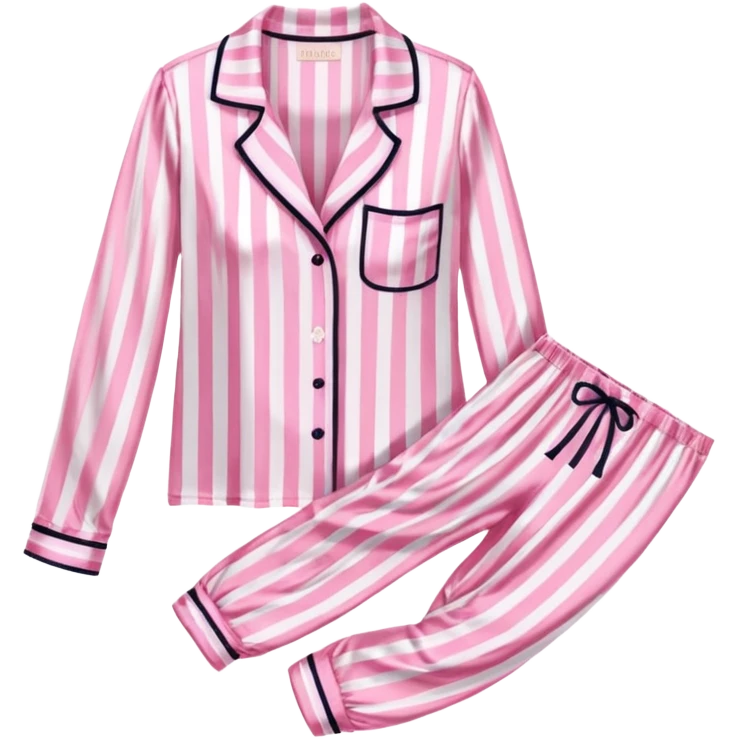 Striped pink and white silk Victoria’s Secret pajama set emoji