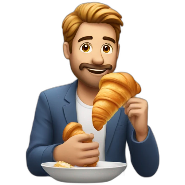 Man eating croissant emoji