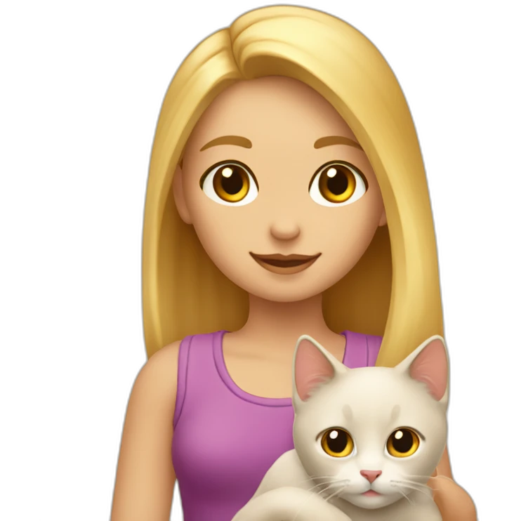 Gato con una niña rubia con una coleta emoji