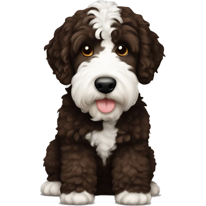 dark brown and white bernadoodle emoji