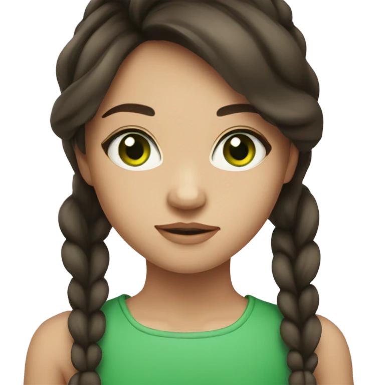 A brunette girl with green eyes emoji
