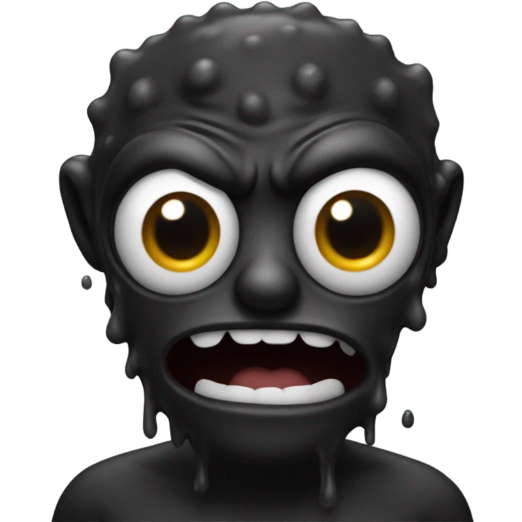 Man turning into black goo monster with one eye and no mouth emoji