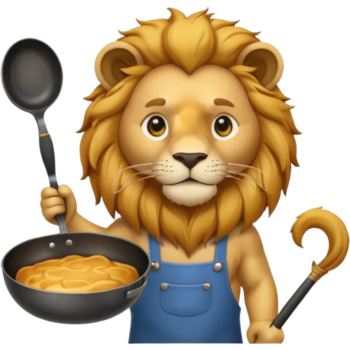 Lion holding frying pan emoji