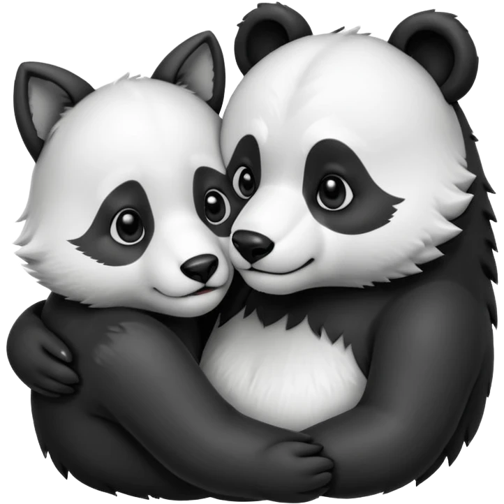 Wolf and panda bear in love emoji