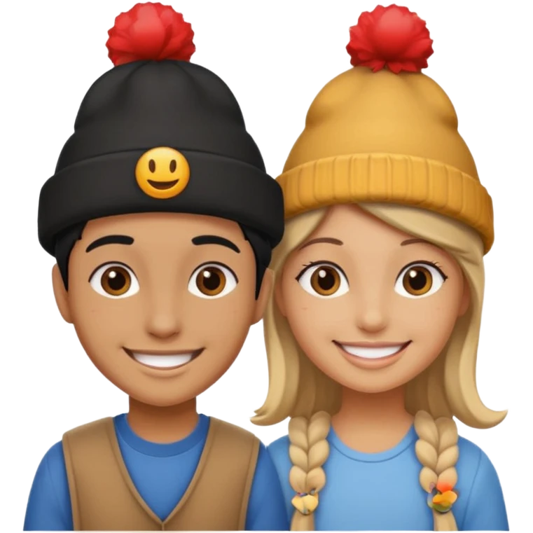 a framed photo of 2 friends in a theme park emoji