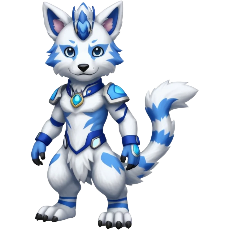Anthropomorphic anthro furry digitigrade WereGarurumon (full body) emoji
