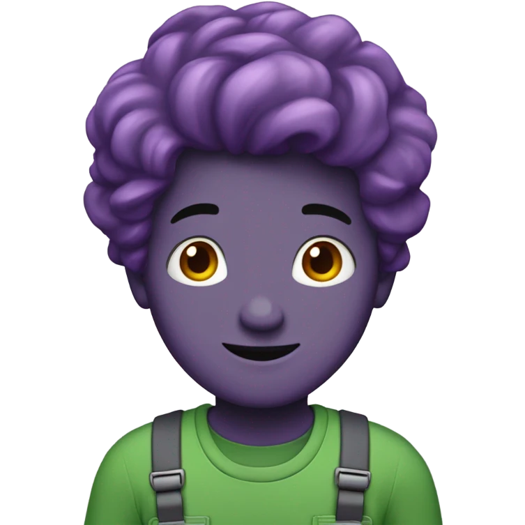 A guy with purple Hair green overal And 230 number emoji