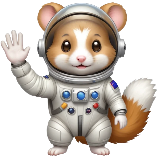 space hamster in a spacesuit waving his hand emoji
