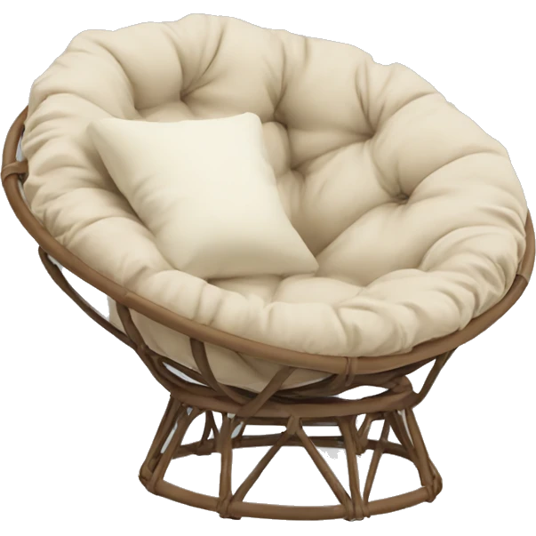 Light brown Papasan chair with cream cushion  emoji