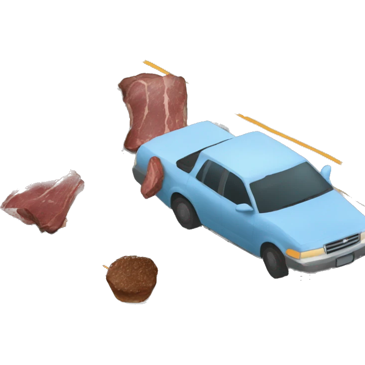 Ron Swanson stuck in traffic with a steak emoji