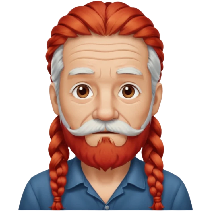 very old, white bearded and white mustached, red long haired, braided, earringed emoji