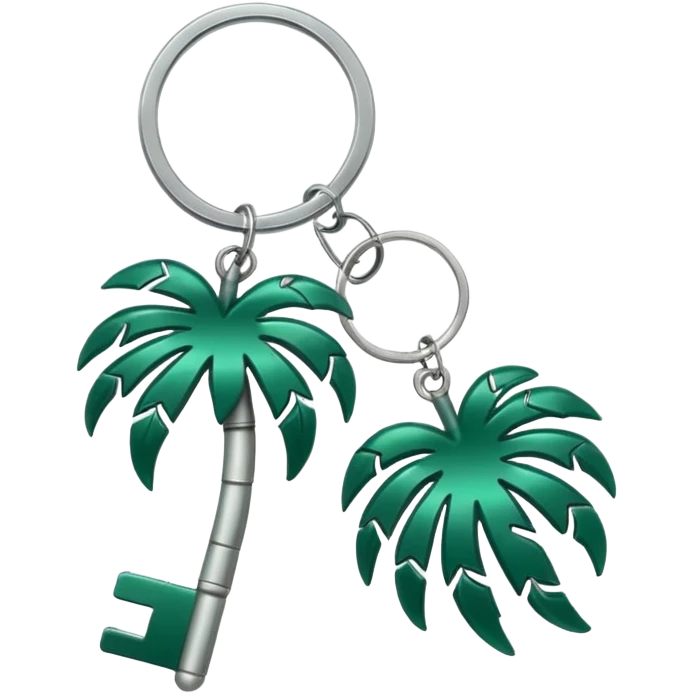 keys with a dark green palm-shaped keychain emoji