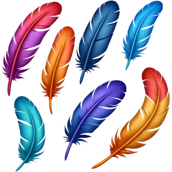 Different colored feathers falling ￼ emoji