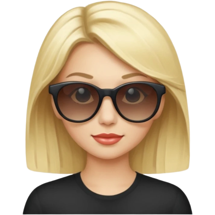 A woman with blonde hair wearing cool sunglasses. emoji