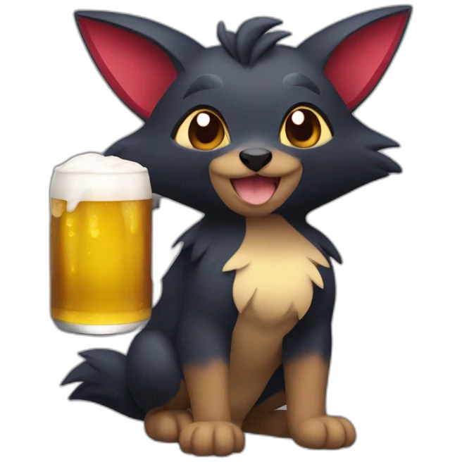 Zorua-drink-beer emoji