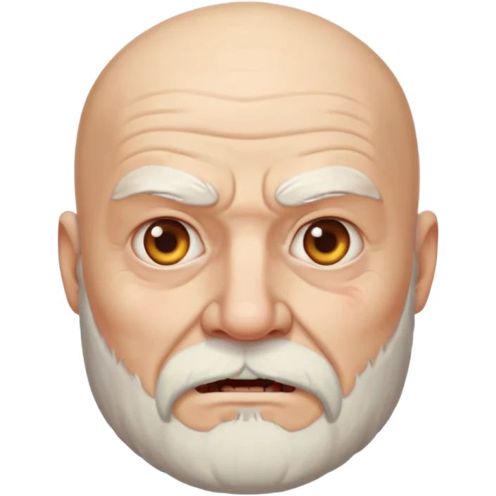 a portrait of aggressive elderly man, bald head, beard emoji