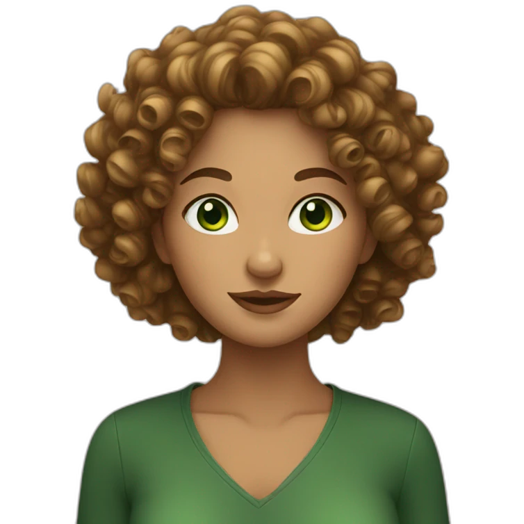 curly woman with green eyes emoji