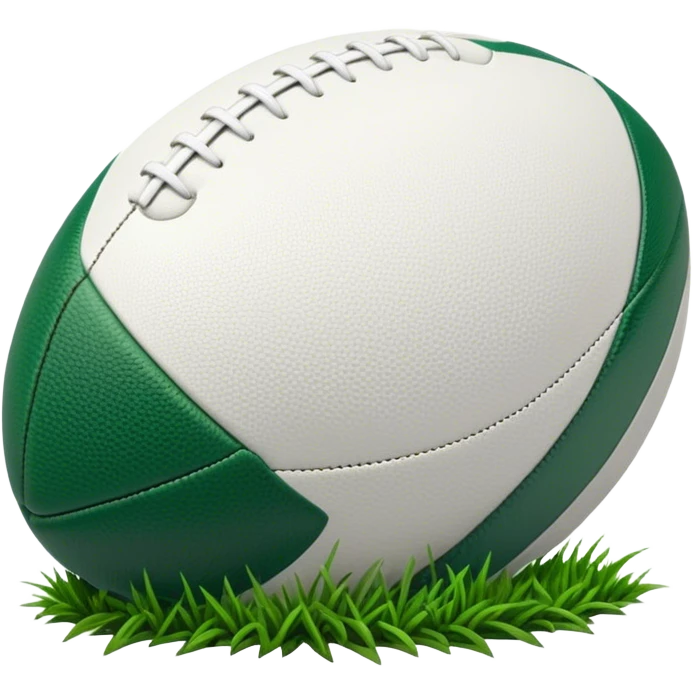 Cinematic Realistic image of a rugby ball resting on verdant turf, rendered with intricate stitching details and subtle weathering, bathed in warm, natural lighting that emphasizes its enduring character emoji
