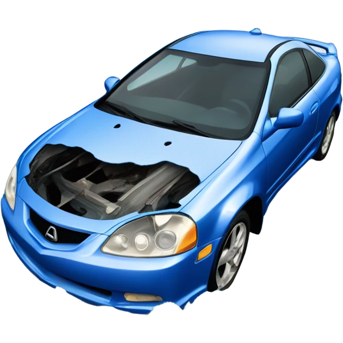 Blue 2002 Acura RSX hydroplaning, extreme damage  emoji