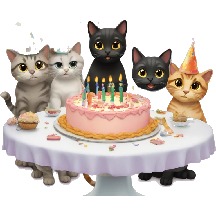 six cats birthday party emoji