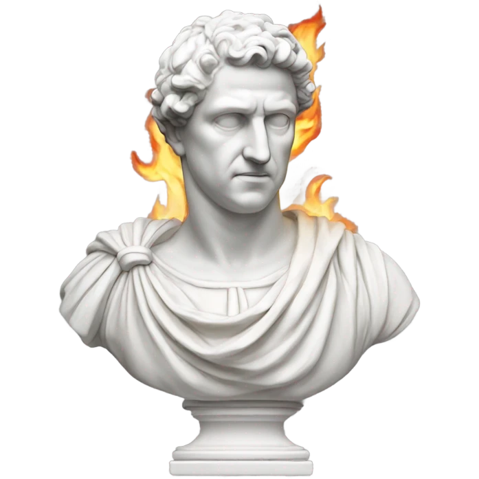 white roman bust on fire emoji