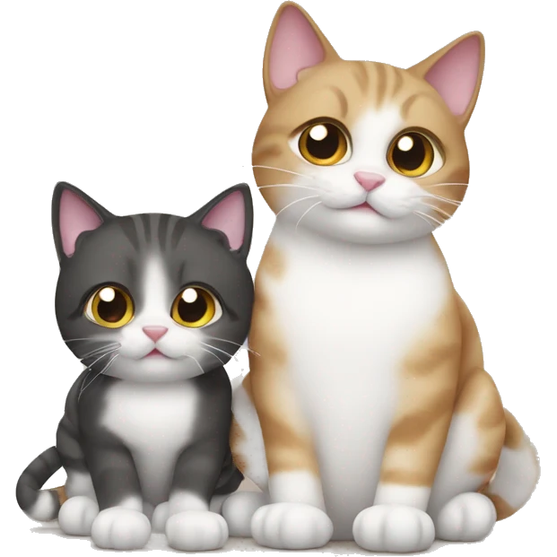 2 cute cats with a phone emoji
