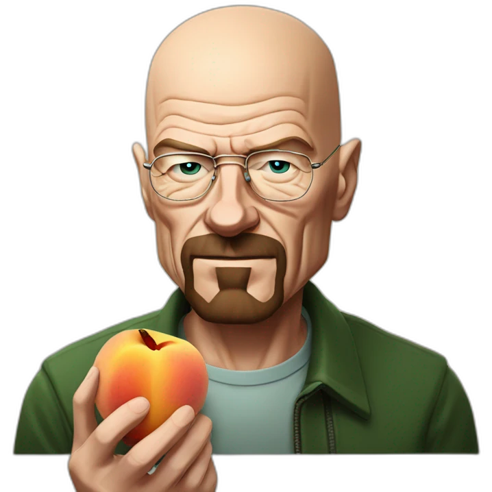 Walter white eating a peach in his mounth emoji