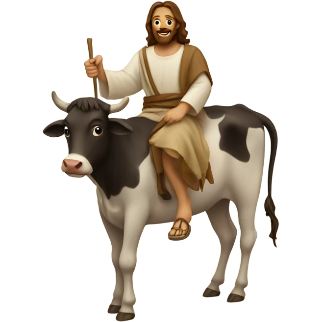 jesus riding a cow emoji