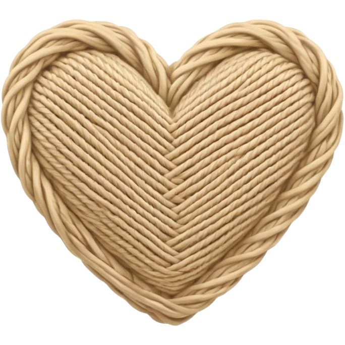 Knitted beige yarn heart emoji