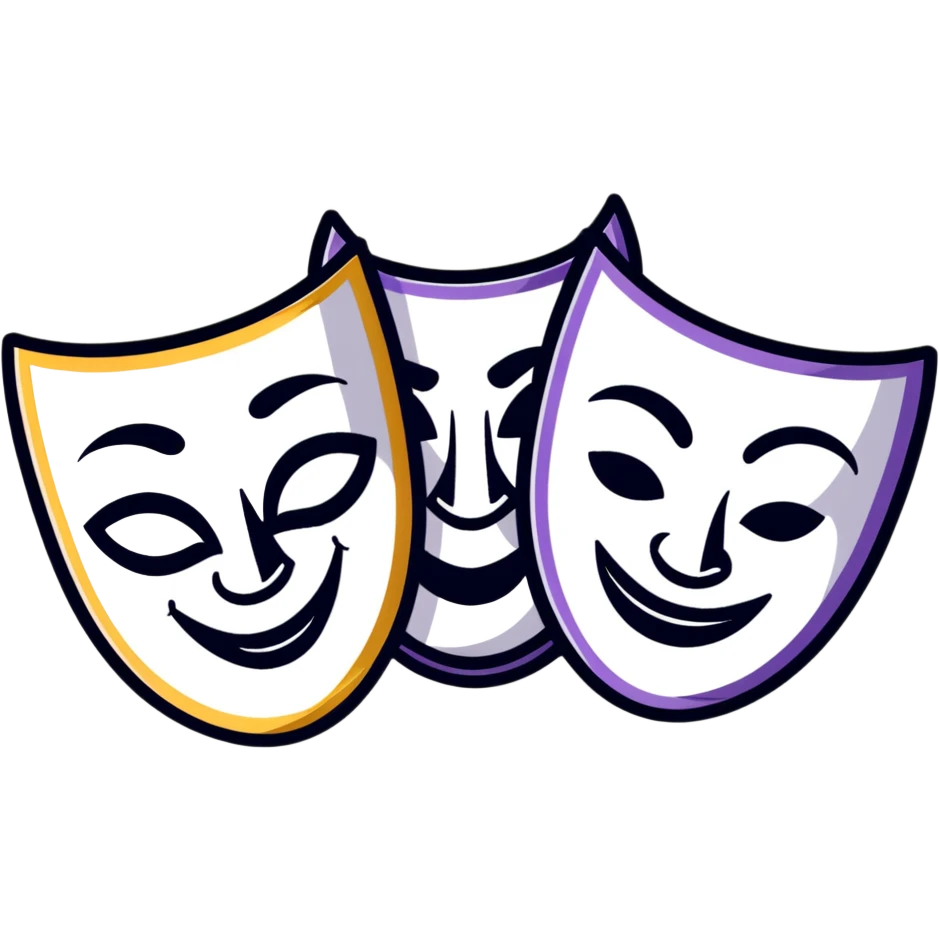 theatrical comedy and tragedy masks symbolizing parody emoji