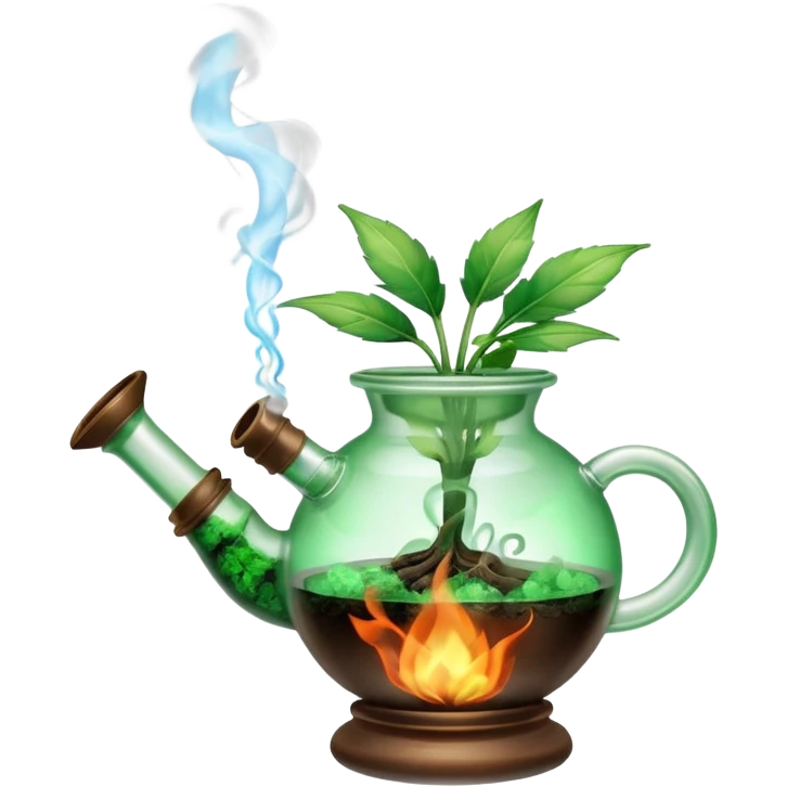 A bong with a freshly packed bowl that is lit and smoking  emoji