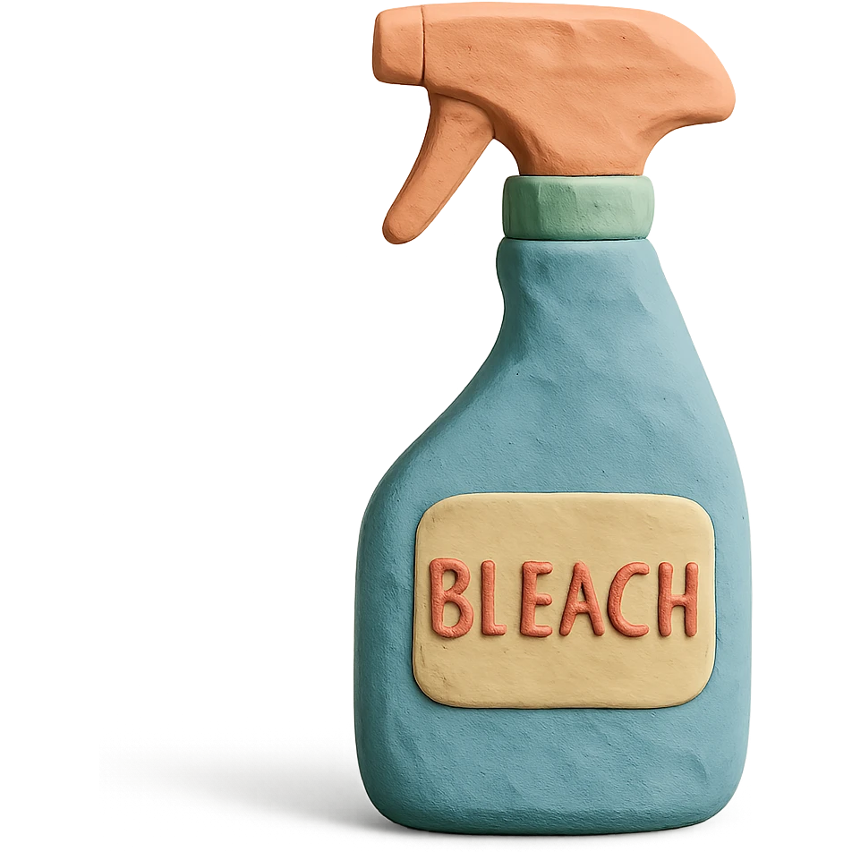 bleach spray bottle in claymation style with pastel colors, visible fingerprints, soft matte finish emoji