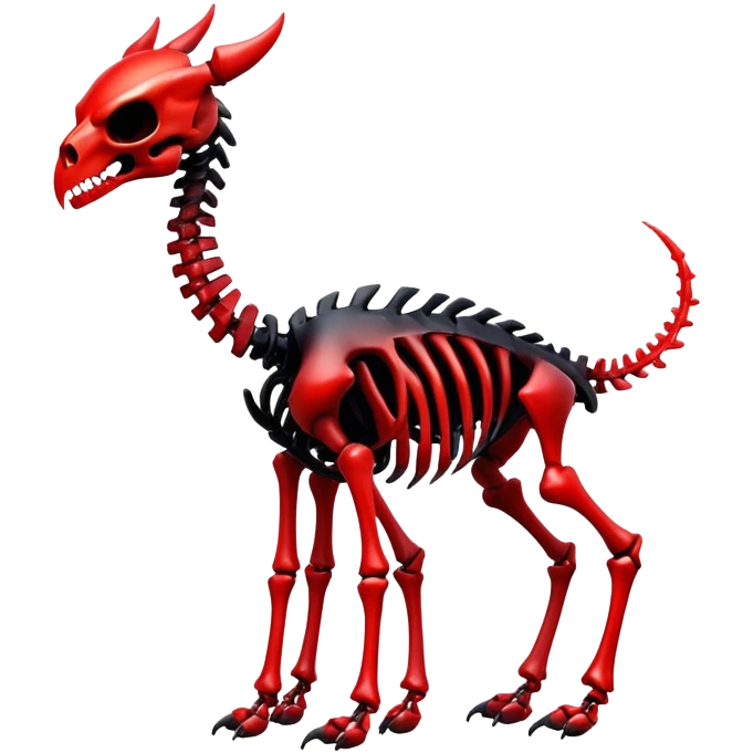 A black and red gradient epic shiny cool edgy skeletal animal, full body emoji